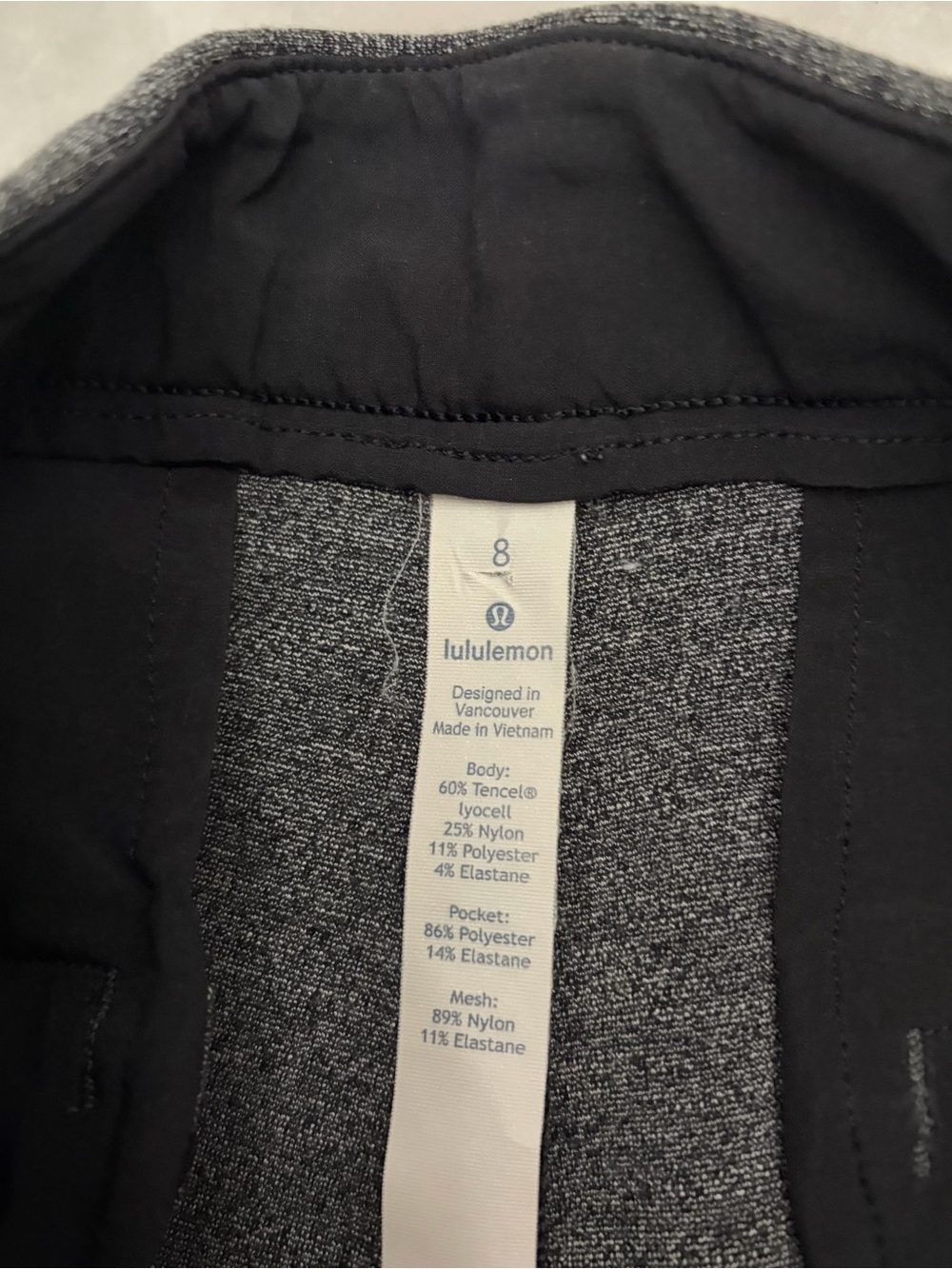 Lululemon Pants City Trek Trouser Size 8 Heathered Gray black Tapered like new - Picture 6 of 10